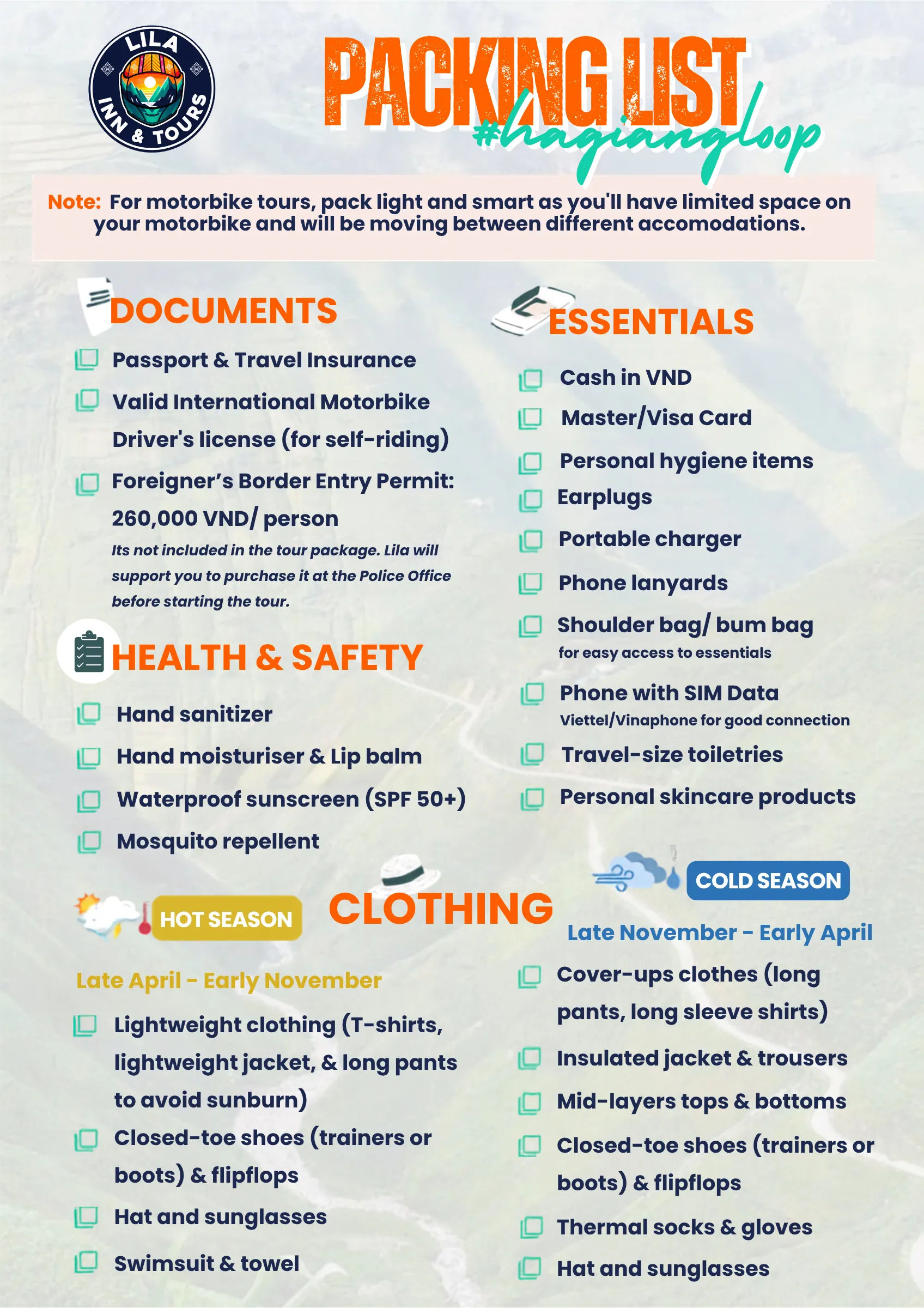 Ha Giang Loop Packing List