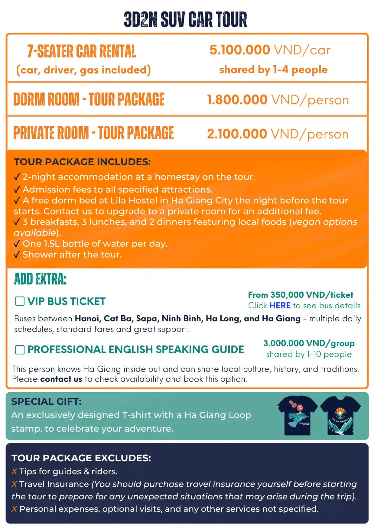 3 days 2 nights car tour price