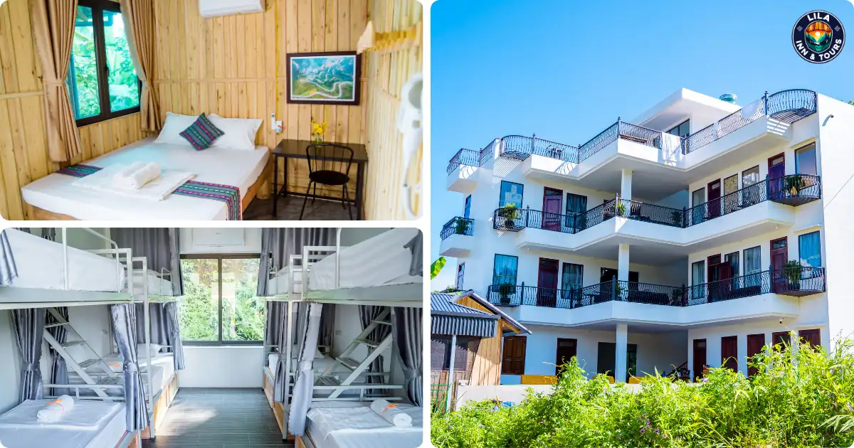 dorm beds and private rooms at lila hostel for ha giang loop cao bang tour 5 day