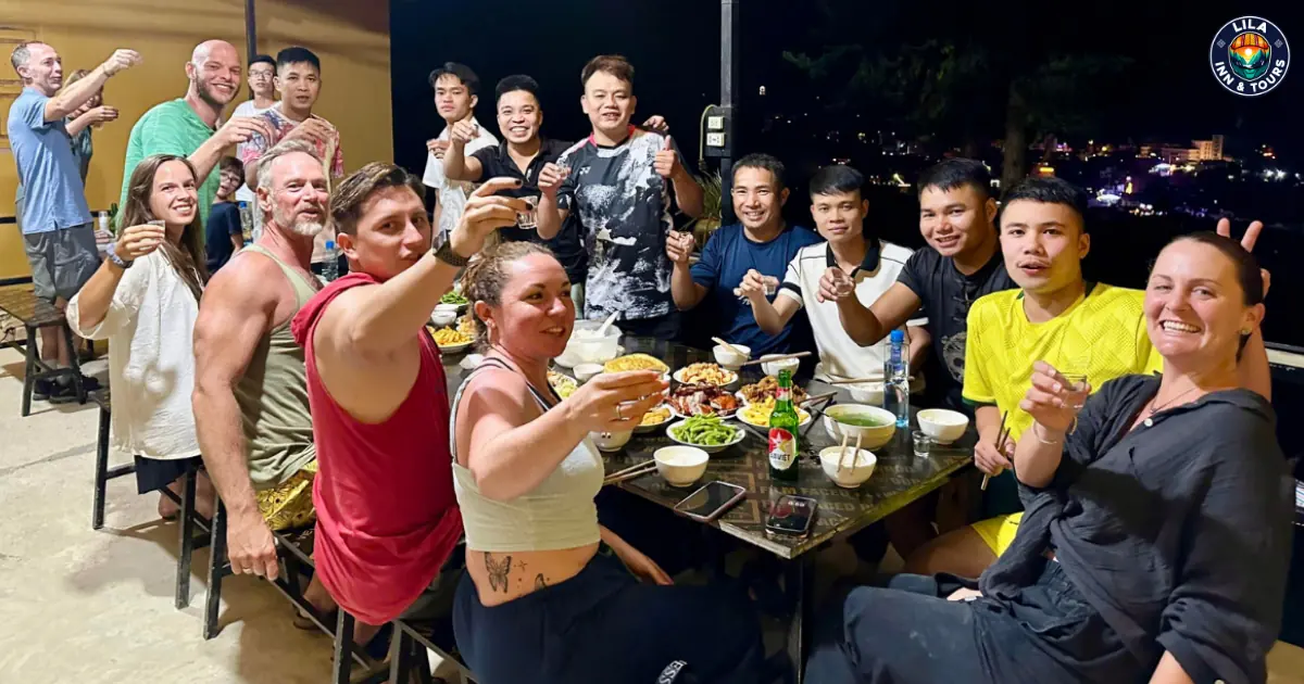family dinner in dong van town in ha giang loop cao bang tour 5 day