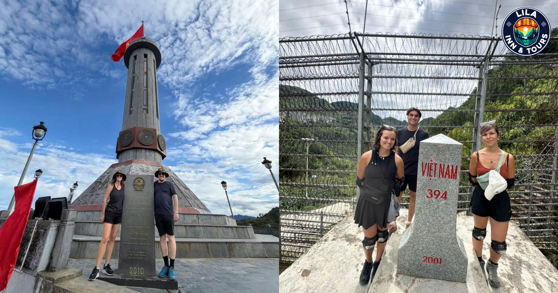 Tourists take photos at the Lung Cu Flag Tower and the Vietnam-China border
